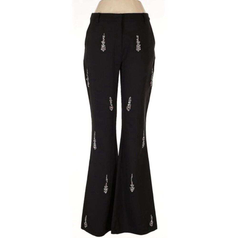 Fashion Nova Black Embellished Strapless Crop Top & Flare Pants Set SIZE MEDIUM - Picture 5 of 5